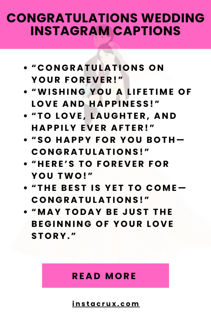 Congratulations Wedding Instagram Captions