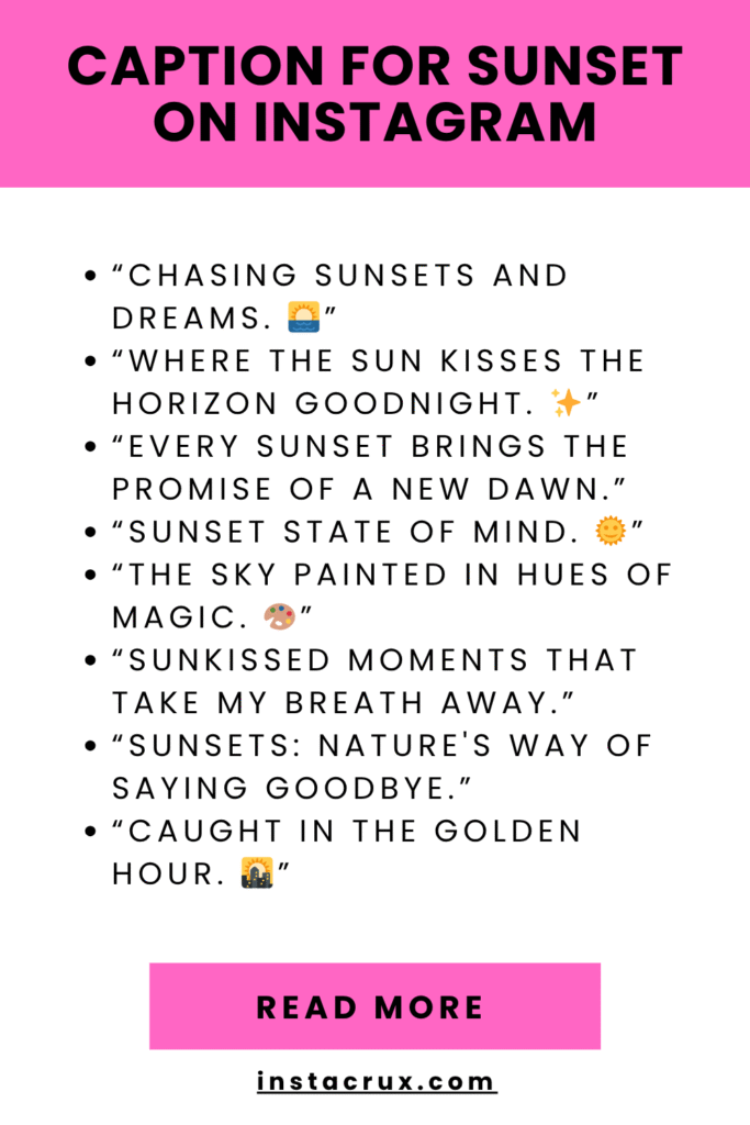 Caption For Sunset On Instagram