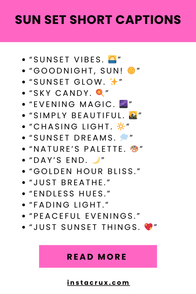 Sun Set Short Captions