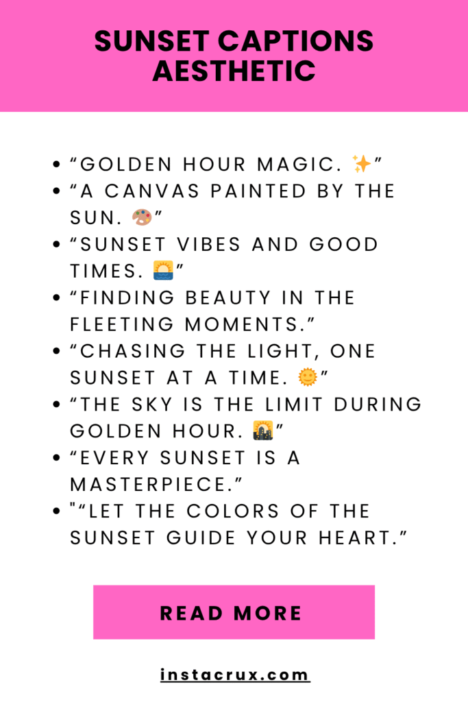 Sunset Captions Aesthetic