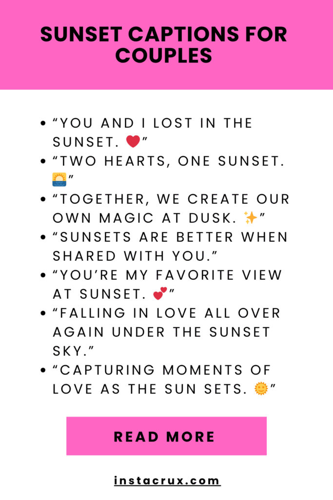 Sunset Captions For Couples