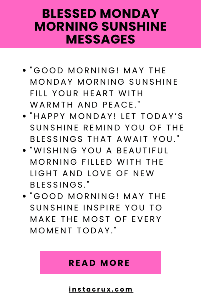 Blessed Monday Morning Sunshine Messages