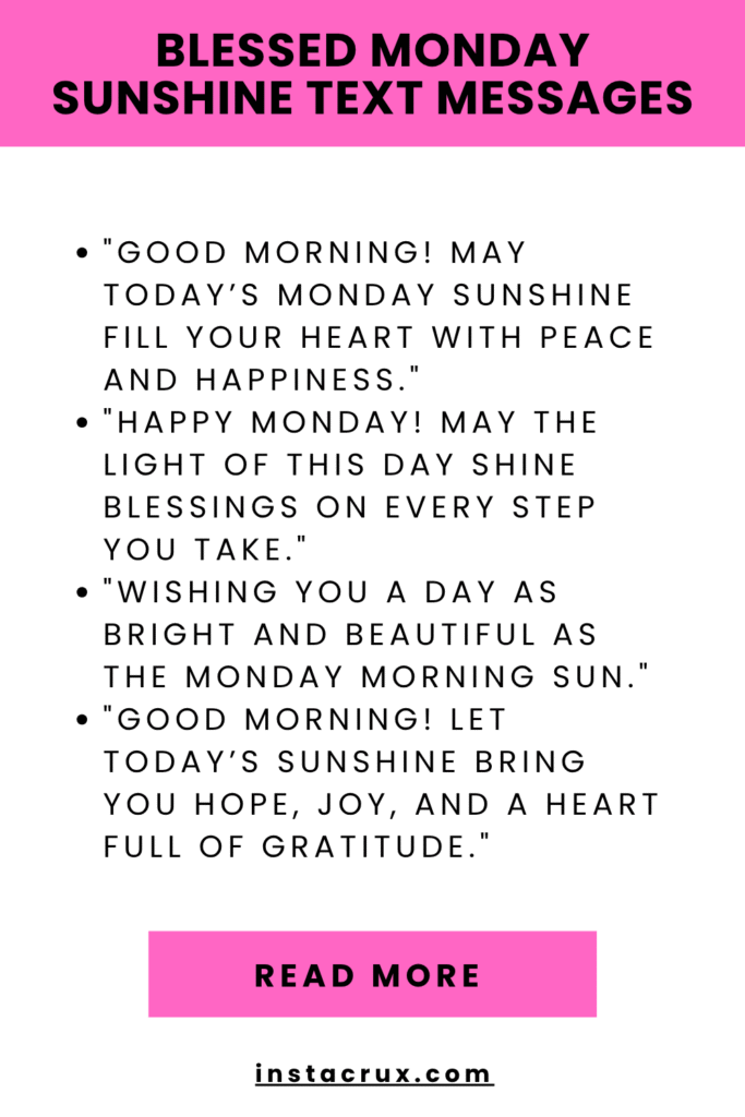 Blessed Monday Sunshine Text Messages