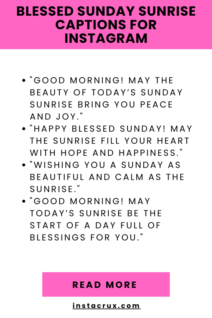 Blessed Sunday Sunrise Captions for Instagram