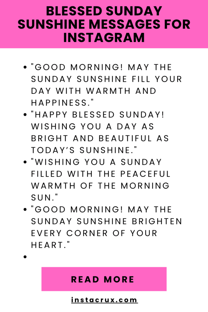 Blessed Sunday Sunshine Messages For Instagram
