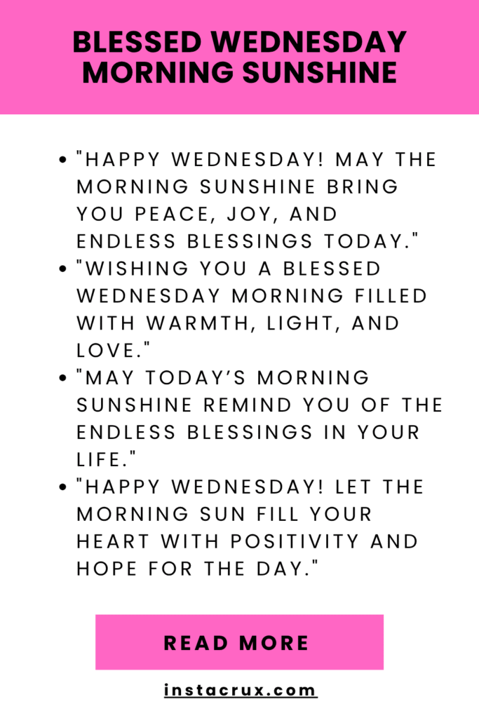 Blessed Wednesday Morning Sunshine