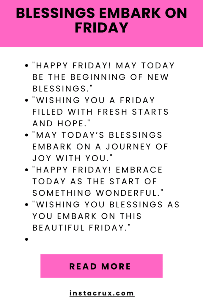Blessings Embark On Friday