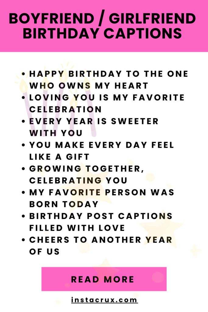 Boyfriend _ Girlfriend Birthday Captions