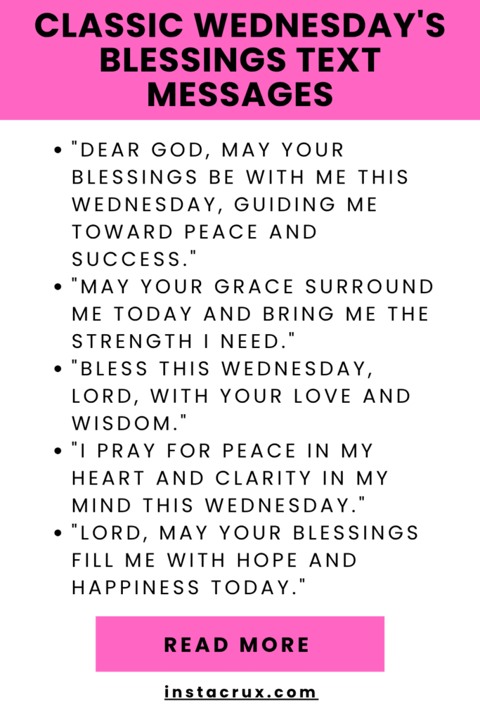 Classic Wednesday's Blessings Text Messages