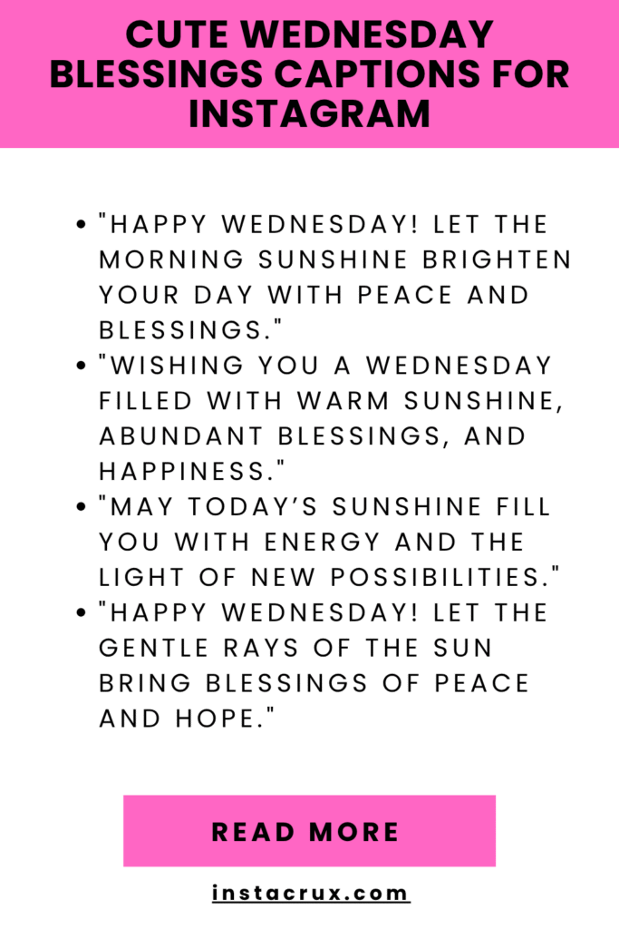 Cute Wednesday Blessings Captions For Instagram