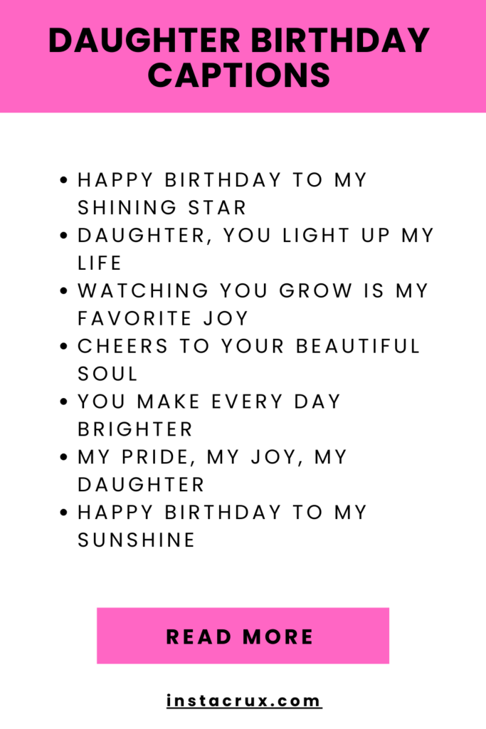 Daughter Birthday Captions