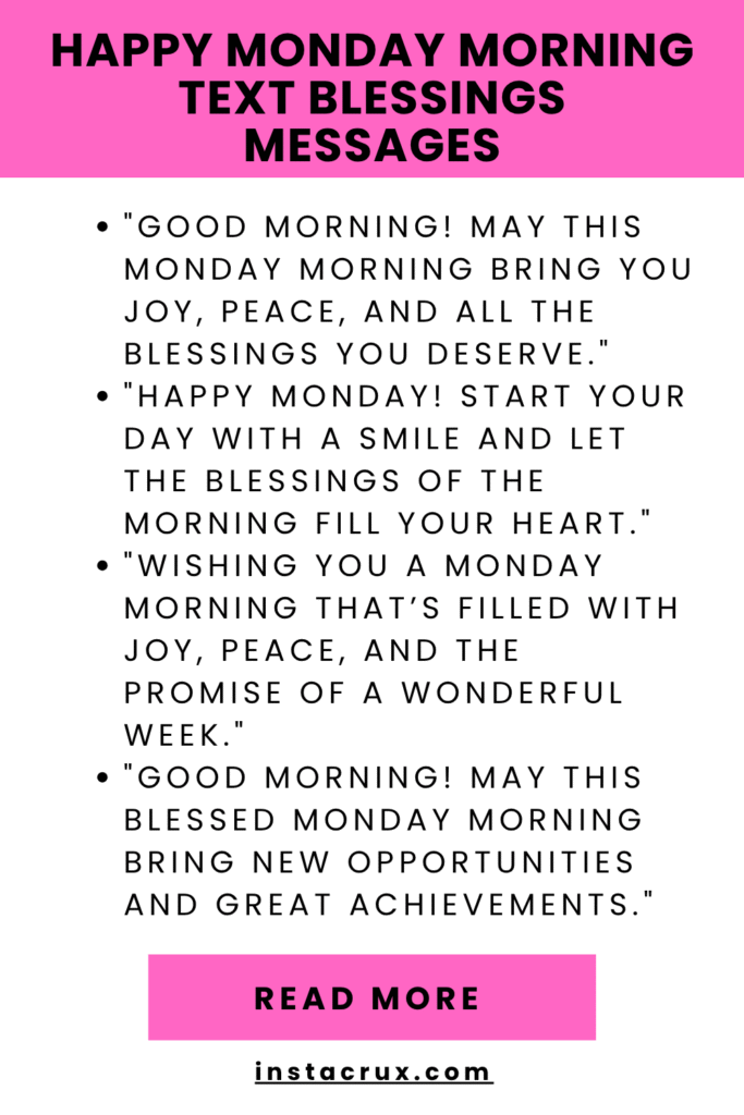 Happy Monday Morning Text Blessings Messages