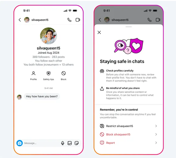 New “Safety Tips” Prompts in Instagram DMs