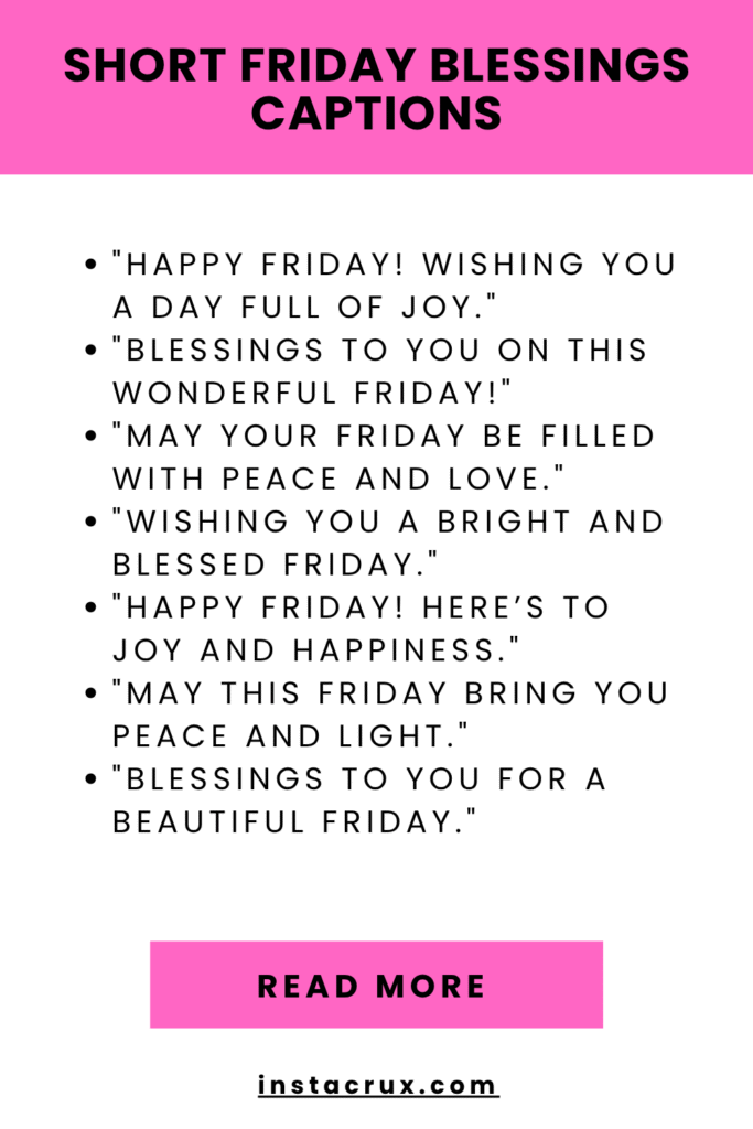 Short Friday Blessings Captions
