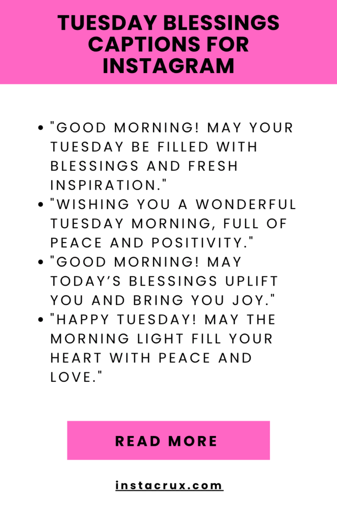 Tuesday Blessings Captions For Instagram