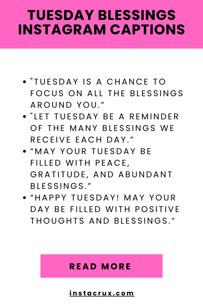 Tuesday Blessings Instagram Captions