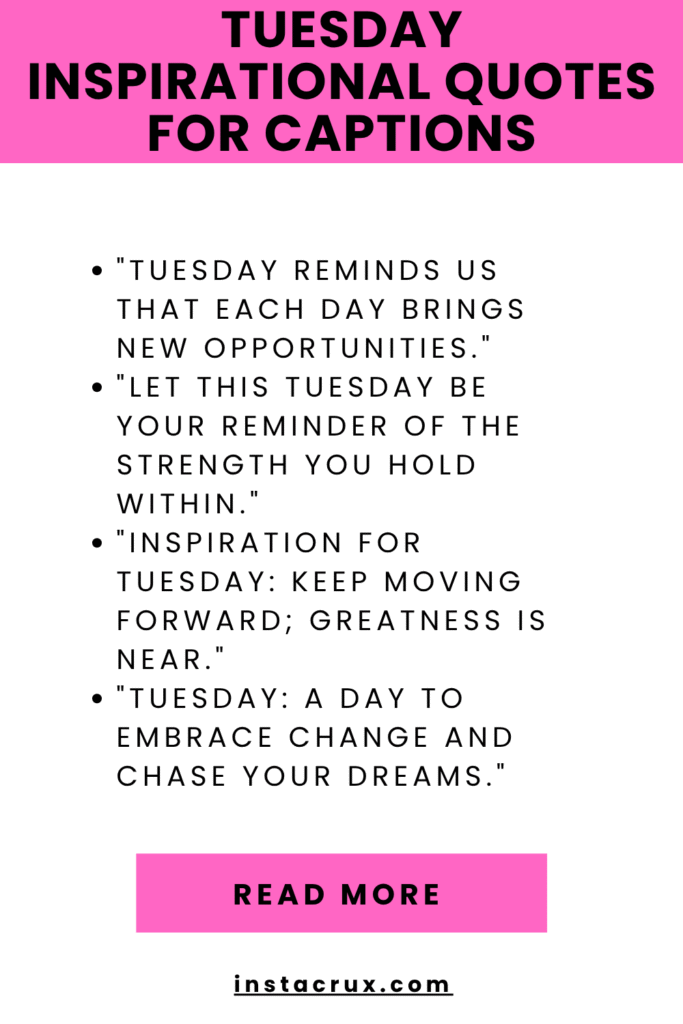 Tuesday Inspirational Quotes For Captions