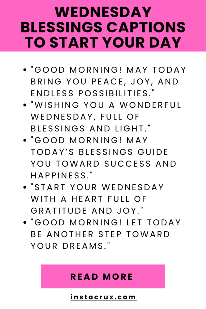 Wednesday Blessings Captions To Start Your Day