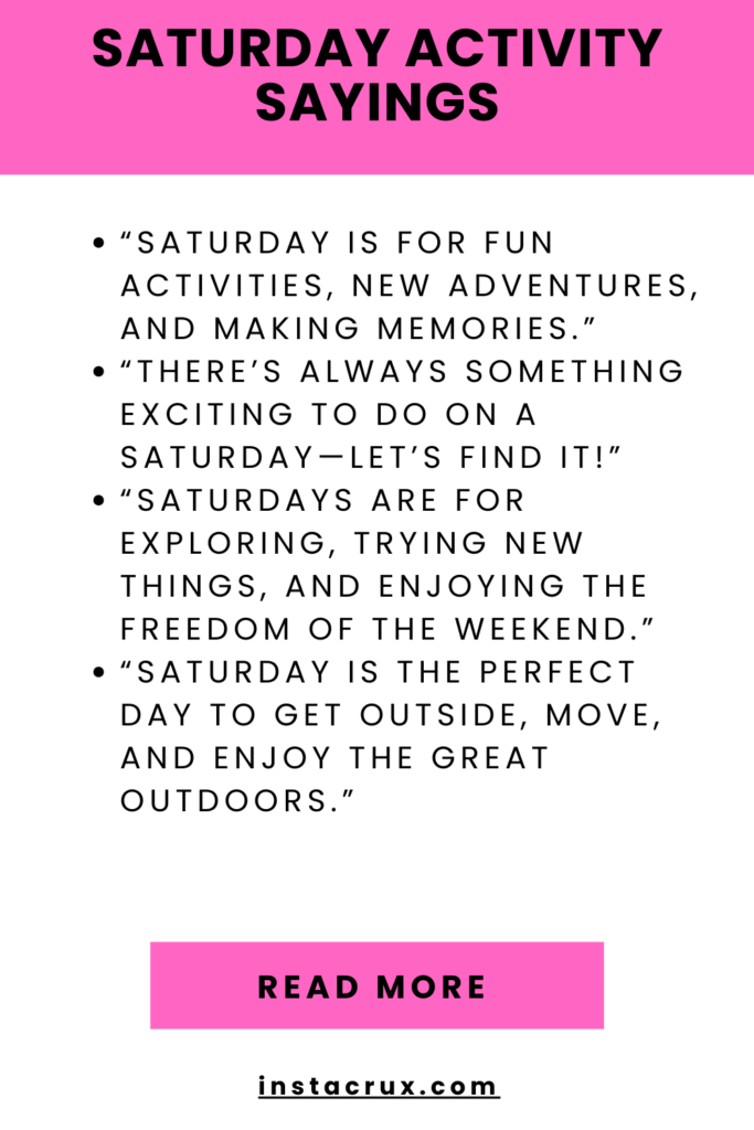 Saturday Activity Sayings